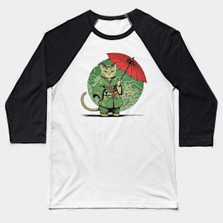 Samurai Cat Baseball T-Shirt